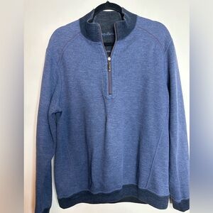 Tommy Bahama Men’s L Reversible Quarter Zip Pullover Sweater Blue Gray